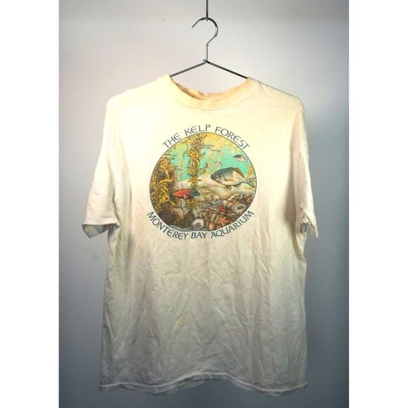 VTG Hanes The Kelp Forest Monterey Bay Aquarium Tee Shirt White XL Made in USA - Picture 1 of 5
